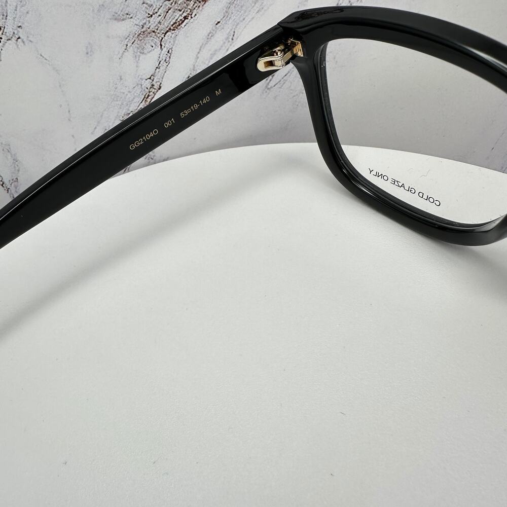 New GUCCI Eyeglasses 53-19-140 Black Square GG Logo Red Green Web Women Rx-able - Picture 8 of 16